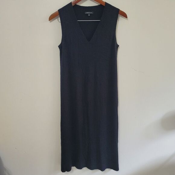 Lafayette 148 Black Silk Cashmere Knit Sleeveless V-Neck Dress Size Small - Picture 1 of 6